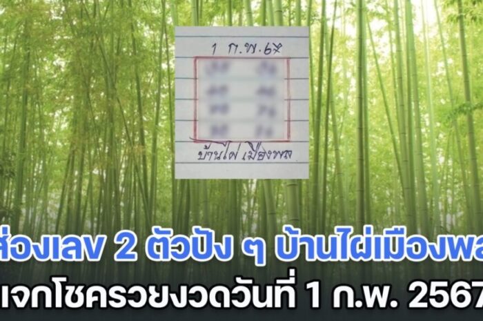 ส่องเลข 2 ตัวปัง ๆ บ้านไผ่เมืองพล แจกโชครวยงวดวันที่ 1 ก.พ. 67