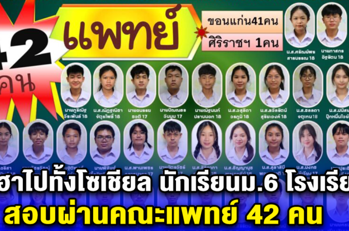 ฮือฮาไปทั้งโซเชียล นักเรียนม.6 โรงเรียนนี้ สอบผ่านคณะแพทย์ 42 คน ยินดีด้วยนะคะ