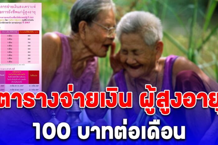 ข่าวดี ประกาศตารางจ่าย ผู้สูงอายุ 100 ต่อเดือน เช็กผู้มีสิทธิ