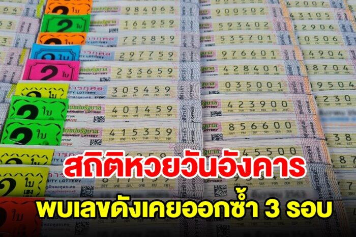 สถิติหวยออกวันอังคาร ย้อนหลัง 20 งวด พบเลขดังเคยออกซ้ำ 3 รอบ