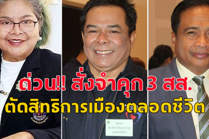 ด่วนศาลฎีกาสั่งจำ คุก 3 ส.ส.ภูมิใจไทย ตัดสิทธิการเมืองตลอดชีวิต