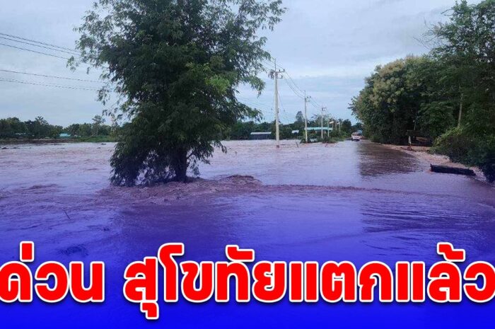 ด่วน สุโขทัยแตกแล้ว แม่น้ำยมคันดินทรุดน้ำทะลัก